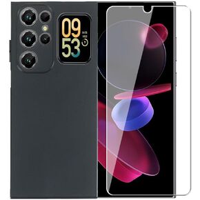 Case for Oukitel C62 Pro + Glass Screen Protector Tempered Film - Transparent Silicone Soft Flexible Bumper Shockproof TPU Protective Cover Shell (Black) in Saudi Arabia