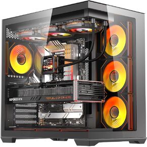 darkFlash C280 E-ATX Full-Tower PC Gaming Case, 7×ARGB Fans Included, 270° Tempered Glass,Reverse Connection Motherboard Compatible, Supports RTX 5090 up to 420mm, 360mm Radiator Support，Black in Kuwait