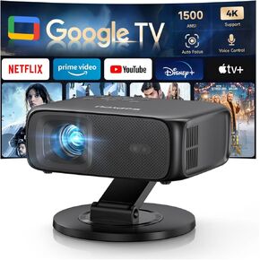 [1500ANSI/ Google TV] Smart Projector with WiFi and Bluetooth, SOPYOU Portable Outdoor Projector 4K Support, Auto Focus & Keystone, Built-in Apps, Indoor Home Theater with 360° Rotatable Stand in Saudi Arabia