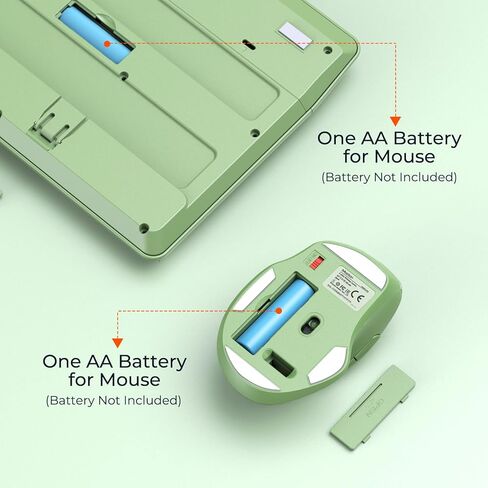 MEETION Green Wireless Keyboard and Mouse, 2.4G USB Receiver Plug-and-Play, Computer Keyboard with Wrist Support, 3 Level DPI Mouse, Long Time Lasting Battery for PC/Mac/Windows/Laptop, Green in Kuwait