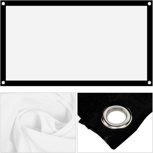 Portable Projection Screen, Lightweight Non Crease White Polyester Fabric with Holes for Hanging, Suitable for Outdoor Camping Movie and Open Air Cinema (100 Inches (87 X 49.2in)) in Saudi Arabia