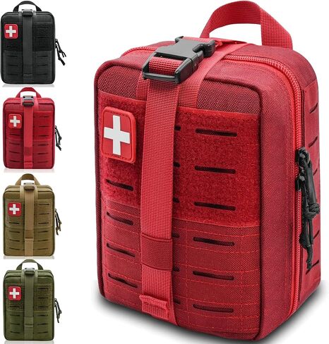 Ifak Pouch - 2 Pack Rip Away Molle Tactical Medical Pouch, Empty First Aid Kit Bag for Duty Belt (2 Pack RED) in Saudi Arabia