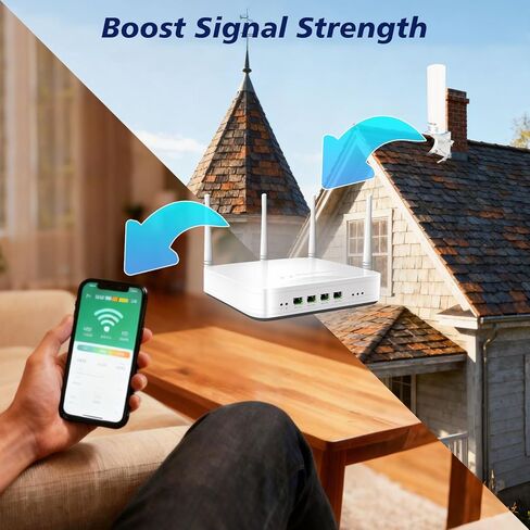 هوائي Boobrie 4G LTE 5G مكاسب عالية 10dBi هوائي متعدد الاتجاهات خارجي 698-3800 ميجا هرتز هوائيات بوابة مودم جهاز التوجيه المزدوج SMA ذكر 16.4Ft RG58 كابل + SMA أنثى إلى موصل ذكر CRC9/TS9 مزدوج in Kuwait