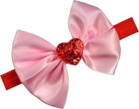 Funny Girl Designs Valentines Day Sequin Heart Satin Bow Baby and Toddler Headband in Saudi Arabia