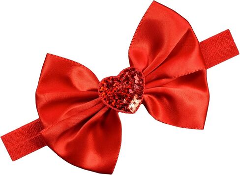 Funny Girl Designs Valentines Day Sequin Heart Satin Bow Baby and Toddler Headband in Saudi Arabia
