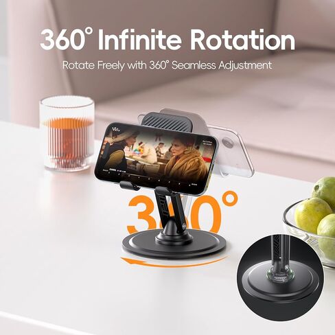 Adjustable Phone Stand for Desk, 360° Rotating Foldable Mobile Phone Holder, Sturdy Office Desk Accessories for All iPhone & Samsung Galaxy Models in Saudi Arabia