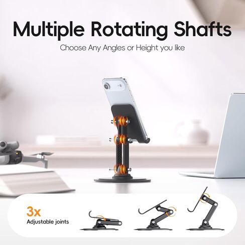 Adjustable Phone Stand for Desk, 360° Rotating Foldable Mobile Phone Holder, Sturdy Office Desk Accessories for All iPhone & Samsung Galaxy Models in Saudi Arabia