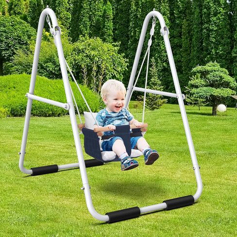 مجموعة أرجوحة Hapfan Toddler مع حامل قابلة للطي شاقًا ، وألعاب الأطفال في الهواء الطلق مع مقعد دلو ، للأطفال الذين تتراوح أعمارهم بين 1-3 in Kuwait