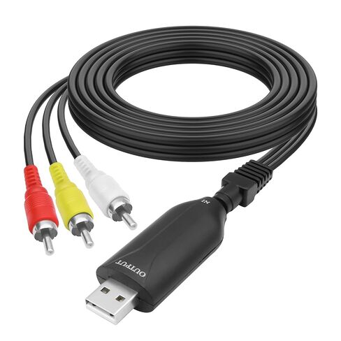 بطاقة التقاط فيديو صوتية USB 2.0 من MEIRIYFA، VHS VCR إلى محول رقمي USB 2.0 ذكر إلى 3 RCA ذكر بطاقة التقاط صوت فيديو AV كابل محول مركب للكمبيوتر المحمول وجهاز عرض DVD - 1.5 متر in Saudi Arabia
