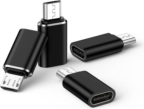 محول Micro USB إلى USB C، 4 حزم من النوع C أنثى إلى Micro USB ذكر يدعم الشحن ومزامنة البيانات لـ Kindle Paperwhite/Oasis/E-Reader/Fire/Fire HD/Fire HDX، Samsung Galaxy S7/S7 Edge/S6 in Kuwait