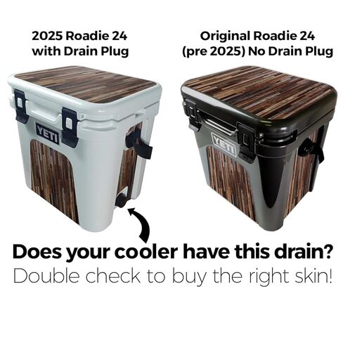 Cooler Skin Compatible with Yeti Roadie 24 with Drain Plug (2025) - Woody - Premium 3M Vinyl Protective Wrap Decal Cover - Easy to Apply | Crafted in The USA by MightySkins in Kuwait