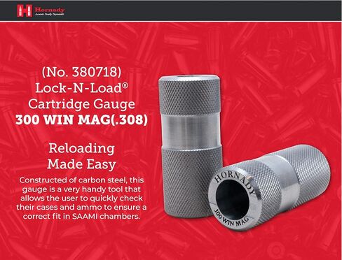 Hornady Lock-N-Load Cartridge Gauge 300 Win MAG (.308), 380718 - Reloading Supplies to Help Check Cases & Ammo Specifications-Caliber Specific, Cylindrical Precision Steel Gauges Fit SAAMI Tolerances in Saudi Arabia