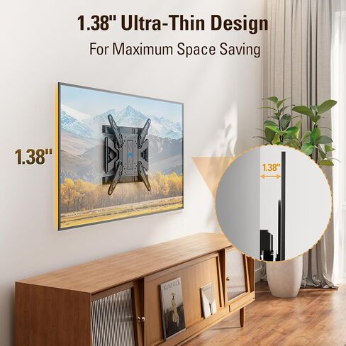 Mounting Dream Ultra Slim Full Motion TV Wall Mount, Low Profile Articulating TV Mount for 26 to 75 Inch TVs - Smooth Extension, Swivel, Tilt, Fits 16" Studs, Max VESA 400x400mm, Holds 88lbs in Saudi Arabia