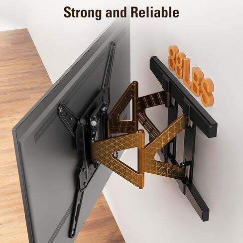 Mounting Dream Ultra Slim Full Motion TV Wall Mount, Low Profile Articulating TV Mount for 26 to 75 Inch TVs - Smooth Extension, Swivel, Tilt, Fits 16" Studs, Max VESA 400x400mm, Holds 88lbs in Saudi Arabia
