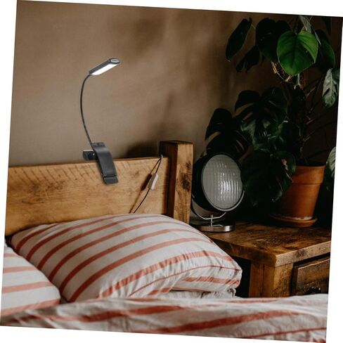 مصباح بمشبك قراءة LED قابل لإعادة الشحن مصباح قراءة بجانب السرير، مصباح قراءة بمشبك موسيقى، مصباح أسود قابل للتعديل in Kuwait