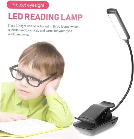 مصباح بمشبك قراءة LED قابل لإعادة الشحن مصباح قراءة بجانب السرير، مصباح قراءة بمشبك موسيقى، مصباح أسود قابل للتعديل in Kuwait