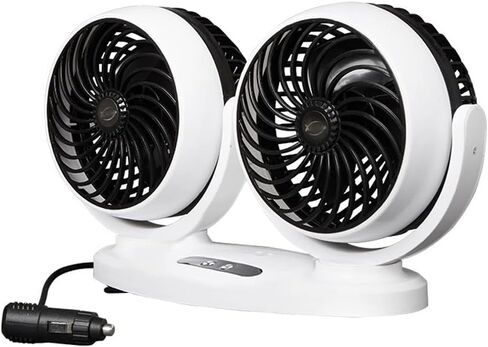 Riloer Electric Cooling Air Circulator, Portable Car Cooling Air Fan, Dual-head Car Fan, For Se-dan/SUV/RV/Boat/Truck/Auto Vehicles in Saudi Arabia
