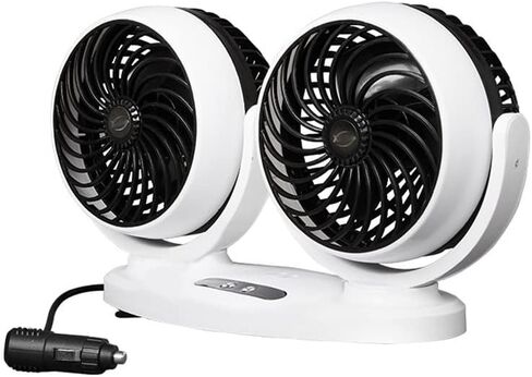 Riloer Electric Cooling Air Circulator, Portable Car Cooling Air Fan, Dual-head Car Fan, For Se-dan/SUV/RV/Boat/Truck/Auto Vehicles in Saudi Arabia