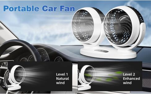 Riloer Electric Cooling Air Circulator, Portable Car Cooling Air Fan, Dual-head Car Fan, For Se-dan/SUV/RV/Boat/Truck/Auto Vehicles in Saudi Arabia