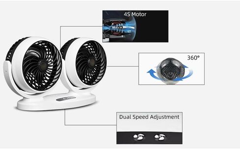Riloer Electric Cooling Air Circulator, Portable Car Cooling Air Fan, Dual-head Car Fan, For Se-dan/SUV/RV/Boat/Truck/Auto Vehicles in Saudi Arabia