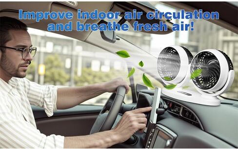 Riloer Electric Cooling Air Circulator, Portable Car Cooling Air Fan, Dual-head Car Fan, For Se-dan/SUV/RV/Boat/Truck/Auto Vehicles in Saudi Arabia