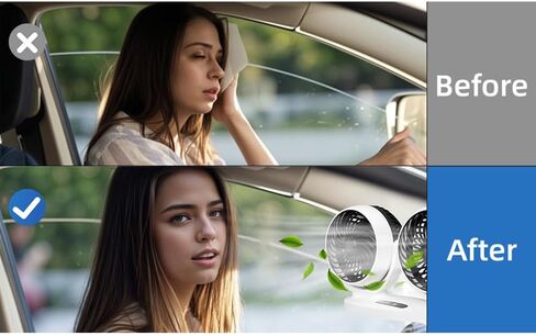 Riloer Electric Cooling Air Circulator, Portable Car Cooling Air Fan, Dual-head Car Fan, For Se-dan/SUV/RV/Boat/Truck/Auto Vehicles in Saudi Arabia