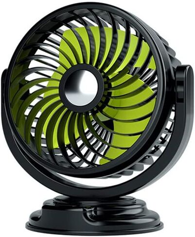Riloer ABS مروحة تبريد السيارة، مروحة تبريد السيارة، مروحة تبريد السيارة، مروحة رأس واحدة للسيارة مع 3 شفرات، مروحة سيارة عالمية قابلة للدوران 360 درجة، مروحة تبريد السيارة 12 فولت/24 فولت - 24 فولت in Saudi Arabia