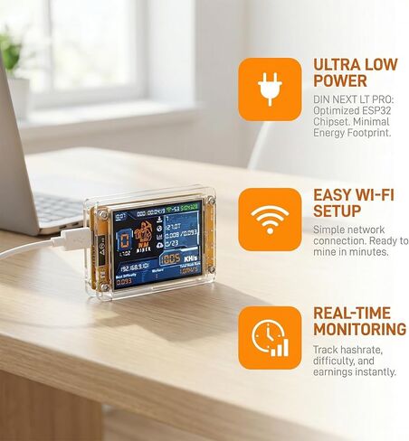 Lucky Miner for Computer Nerd Bitcoin Miner NerdMiner V2 NMMiner Solo Lottery Miner Hashrate 1000KH/s 2.8 inch Smart Display Crypto ESP32 (Yellow) in Saudi Arabia
