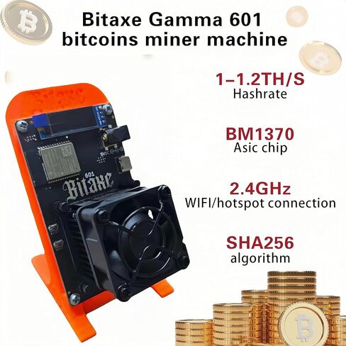 جهاز تعدين Bitaxe Gamma 601 Bitcoins BM1370 Asic Chip 1.2TH/s Solo Miner 18 وات كفاءة الطاقة 2.4G WiFi للاستخدام المنزلي BTC Miner Low Noice Crypto Miner يتضمن PSU مع مصدر مفتوح من Antminer، برتقالي in Kuwait
