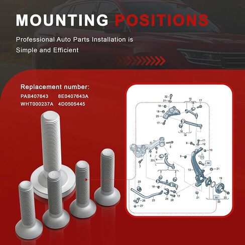 8E0407643A WHT000237A Wheel Hub Bearing Axle Bolt Kit Left & Right Side Compatible with Audi A4 Quattro A5 A6 A7 A8 Q5 R8 Porsche Macan (2 Pcs) in Saudi Arabia