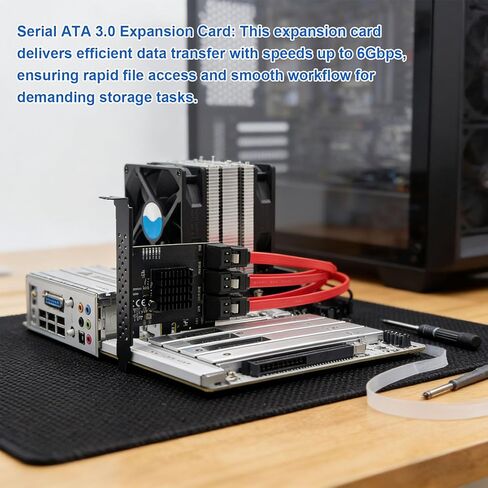 بطاقة تحكم Yunseity PCIe 4X إلى 6 منافذ 3.0، بطاقة توسيع محول SSD HDD بسرعة 6 جيجابت في الثانية مع شريحة RTL9100، لأنظمة 10 11 in Kuwait
