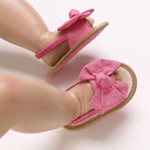 Infant Baby Girls Cute Summer Sandals with Bow Newborn Toddler Walk Dress Shoes Non-Slip Soft Sole in Saudi Arabia
