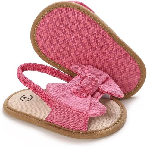 Infant Baby Girls Cute Summer Sandals with Bow Newborn Toddler Walk Dress Shoes Non-Slip Soft Sole in Saudi Arabia