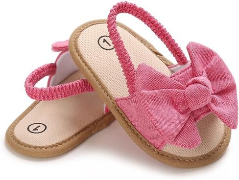 Infant Baby Girls Cute Summer Sandals with Bow Newborn Toddler Walk Dress Shoes Non-Slip Soft Sole in Saudi Arabia