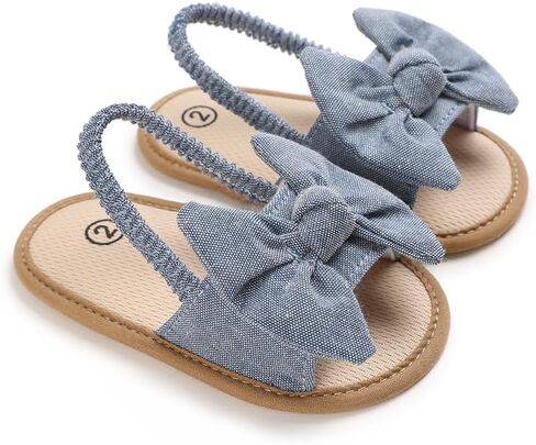 Infant Baby Girls Cute Summer Sandals with Bow Newborn Toddler Walk Dress Shoes Non-Slip Soft Sole in Saudi Arabia