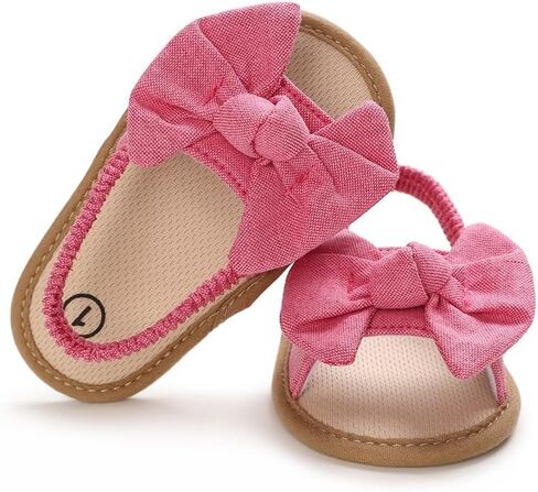 Infant Baby Girls Cute Summer Sandals with Bow Newborn Toddler Walk Dress Shoes Non-Slip Soft Sole in Saudi Arabia