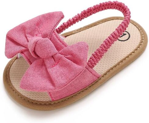 Infant Baby Girls Cute Summer Sandals with Bow Newborn Toddler Walk Dress Shoes Non-Slip Soft Sole in Saudi Arabia