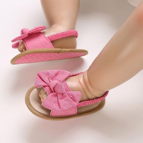 Infant Baby Girls Cute Summer Sandals with Bow Newborn Toddler Walk Dress Shoes Non-Slip Soft Sole in Saudi Arabia