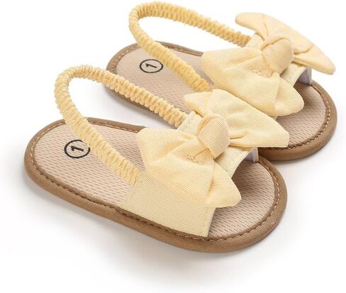 Infant Baby Girls Cute Summer Sandals with Bow Newborn Toddler Walk Dress Shoes Non-Slip Soft Sole in Saudi Arabia