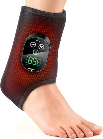 Cordless Foot and Ankle Massager for Pain Relief, Rechargeable Foot Massager for Neuropathy Ankle Heating Pad Wrap with Massage for Circulation, 6 Heat & 3 Vibration Levels, Auto Shut-Off (Grey) in Saudi Arabia
