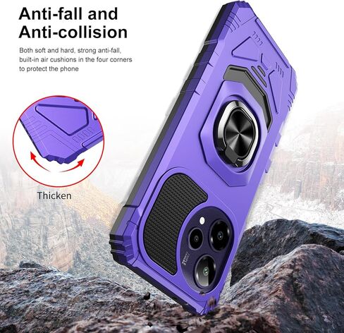 for Cricket iCon Pro 2026 Phone Case/At&t Motivate Pro 2 5G Phone Case with Screen Protector,Magnetic Ring Stand+Frosted PC Back+Soft Silicone Bumper Rugged+Military Grade Shockproof Corner Purple in Saudi Arabia