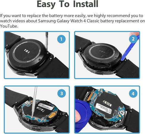 Battery for Samsung Galaxy Watch 4 Classic EB-BR890ABY SM-R890 SM-R895 (46mm) / SM-R870 SM-R875 SM-R875U (44mm) with Repair Tool Kits, 450mAh in Kuwait