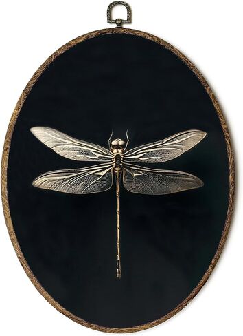 OINDADE خمر Moody Moth البيضاوي جدار الفن الديكور، الظلام الأكاديمية فراشة جدار الفن شنقا ديكور، فانوس ضوء Cottagecore العث الحشرات مؤطرة قماش العمل الفني لغرفة المعيشة غرفة نوم، 8.8x11.5in in Kuwait
