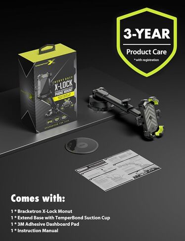 Bracketron X-Lock Heavy Duty Phone Mount for Truck - Phone Holders for Your Car with 12" Extendable Arm Security for Windshield & Dash - Compatible with iPhone & Android in Saudi Arabia
