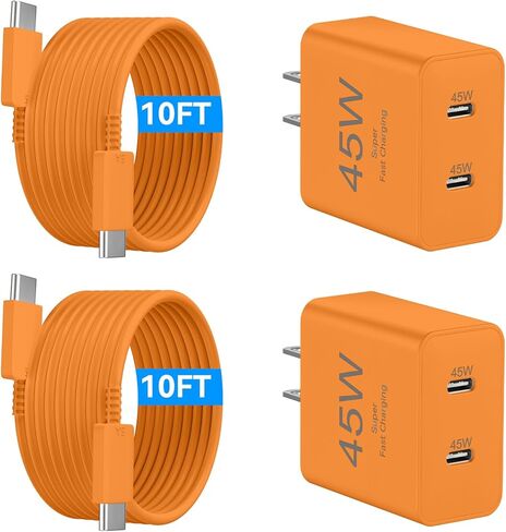 USB C iPhone 17 Charger Fast Charging with Long 10 FT USB C Fast Charging Cable Cord, 45W Dual USB C Charger Block for iPhone 17 Pro Max/17 Pro/Air/17/16/16 Pro/16 ProMax/Plus/15/S24/S25 in Kuwait