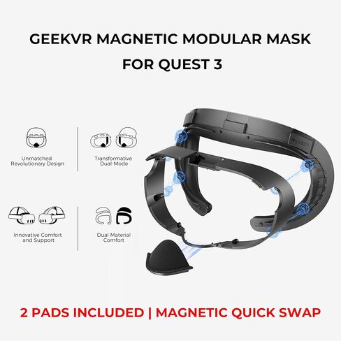 GEEKVR Facial Interface Face Pads Compatible with Meta/Oculus Quest 3 Accessories, Comfort PU and Ice Silk Cushion, Not Fit Quest 3S in Kuwait