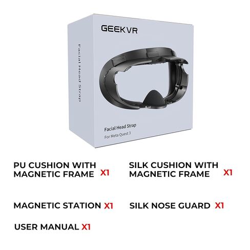 GEEKVR Facial Interface Face Pads Compatible with Meta/Oculus Quest 3 Accessories, Comfort PU and Ice Silk Cushion, Not Fit Quest 3S in Kuwait