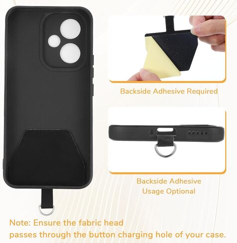 6Pcs Phone Tether Tabs Self Adhesive Lanyard Patches Cell Phone Lanyard Tabs Adhesive Cellphone Clips for Lanyards, Black, Universal for Most Smartphones in Saudi Arabia
