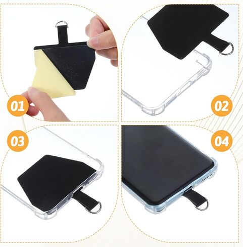 6Pcs Phone Tether Tabs Self Adhesive Lanyard Patches Cell Phone Lanyard Tabs Adhesive Cellphone Clips for Lanyards, Black, Universal for Most Smartphones in Saudi Arabia