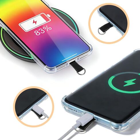 6Pcs Phone Tether Tabs Self Adhesive Lanyard Patches Cell Phone Lanyard Tabs Adhesive Cellphone Clips for Lanyards, Black, Universal for Most Smartphones in Saudi Arabia